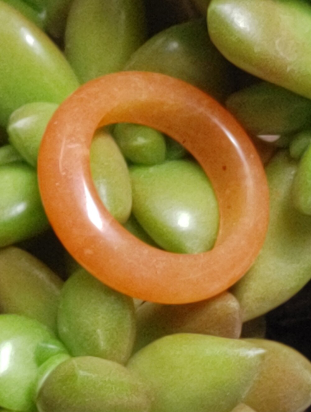 Orange Jade Band Ring Sz 5.5-5.75
